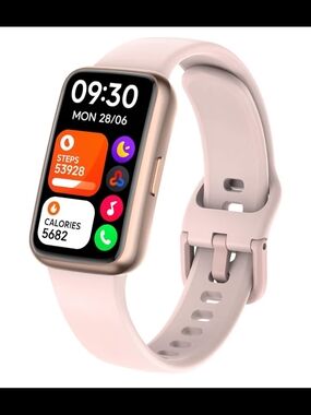 Pink Silicone Smartwatch with Health Tracking